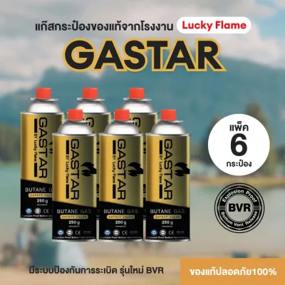 อุปกรณ์เตาแก๊สพกพา แพ็ค 6กระป๋อง By Lucky Flame รุ่นใหม่ แข็งแรง มีระบบป้องกัน ปลอดภัย จัดส่งไว