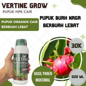 PUPUK PEMBESAR BUAH NAGA 100% ALAMI VERTINE GROW isi 500 ML Penyubur Buah Naga - Pelebat Buah Naga - Pupuk Organik Cair Pelebat Buah Naga