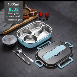304 Stainless Steel 304 Lunch Box With Soup Bowl Leak-Proof Bento Box Dinnerware Set Microwave Adult Student Food Container