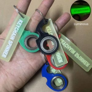 WARM Luminous Revolve Fingertip Keyring Relieve Boredom Anti-Anxiety Fidget Spinner Keychain Finger Fidget Ring Key Ring Light Weight Fingertip Rotation Keychain Party Gift