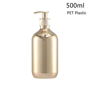 Sincecu 500ml PET Pump Bottle – Metallic Glossy Shampoo & Soap Dispenser Travel-Friendly & Leakproof