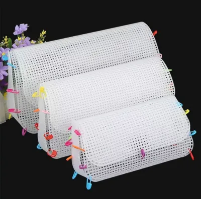 Lady Shop Kanvas Plastik Tas Rajut - Plastik Canvas Clutch - Jaring Tas Rajut