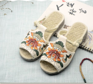 [Free Shipping] Handmade Ethnic-Style Wedge Sandals For Spring And Summer Suitable For Indoor And Outdoor Wear Featuring A Fish-Mouth Design And Made Of Jute For Women