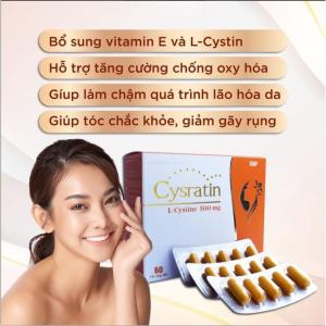 Cysratin L-Cystine 500mg 60 Viên – Viên Uống Đẹp Da Nữ Dưỡng Ẩm Da Hỗ Trợ Da Mịn Tóc Chắc