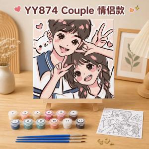 Painting By Numbers Set Lukisan DIY 🎨 20x20cm Numbered Canvas Acrylic Paints 2 Brushes Cute Wall Art Kids
