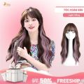 [Tặng Lưới] - Tóc Giả Nguyên Đầu Nữ Xoăn Lơi Nâu Light Hồng Mái Bằng A26 Sợi Tơ Tự Nhiên Mềm Mượt Thoáng Đầu. 
