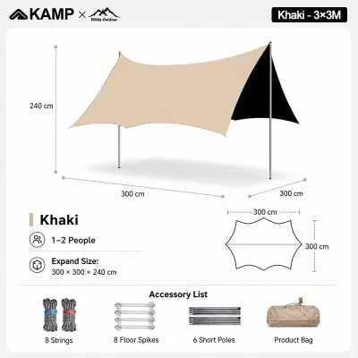 Outdoor Camping Tent Quick Set Waterproof and Sunproof Flysheet for Camping Easy to Assemble & Ultralight