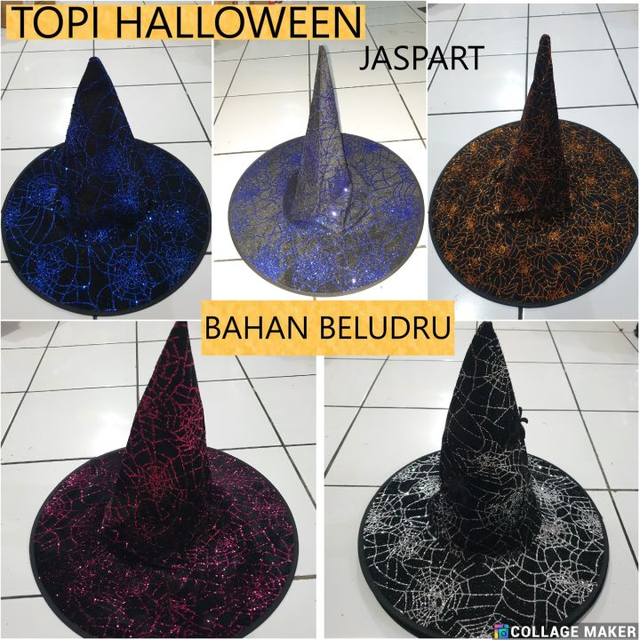 %5BBahan%20Beludru%5D%20Topi%20Penyihir%20Murah%20Motif%20Laba%20Laba%20Cosplay%20Kostum%20Halloween%20Pesta%20-%20Image%202