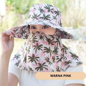 Topi Anti Matahari / Topi Pantai Visor Lipat Wanita Lebar/ Topi Pantai  Cadar Penutup Wajah Topi Pancing / Topi Gunung / Topi Berkebun / Topi Bucket / Topi Masker / Topi Cadar ANTI UV MLH  TP31