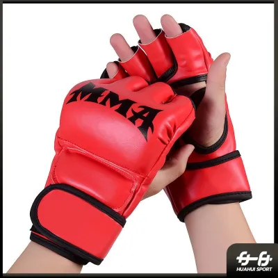 ถุงมือ MMA ครึ่งนิ้ว UFC Sanda นวมต่อยมวย นวมซ้อมมวย นวมซ้อมชกฝึกฝนร่างกาย ถุงมือชกมวย