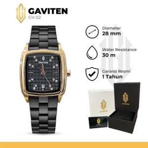 GAVITEN Jam Tangan Wanita Gaviten GV 02 Black Rosegold Original Garansi Resmi 1 Tahun - Rantai