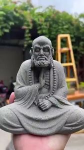 青砂石达摩石雕艺术品 禅意茶宠 青砂石桌面摆件 微景观造景/鱼缸/茶桌装饰 /Dharma/Zen teatabletop decoration Dharma micro landscape water decoration solid stone sculpture