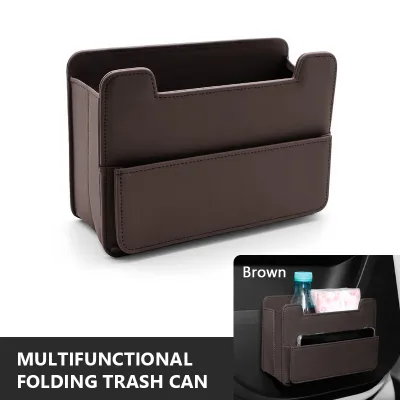 SEAMETAL Leather Car Storage Box Foldable Seatback Hanging Bag Trash Bin Multifunctional Car Storage Organizer