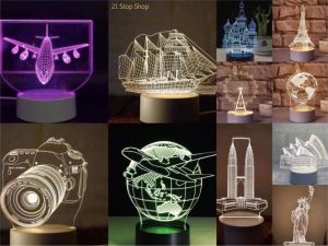 Travel / World Landmarks 3D Acrylic LED Lamp [single/7 colors/16 colors with remote - usb plug]