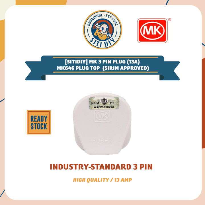[SitiDIY] MK 3 Pin Plug (13A) MK646 Plug Top (SIRIM APPROVED) | Palam ...