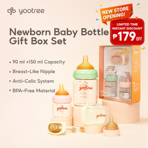 yootree Newborn Baby Bottle Gift Set Glass Feeding Bottle 90ml+150ml Anti Colic BPA Free Milk Bottle Set with Breast Like Silicone Nipple for Newborn Baby