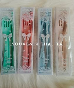 SOUVENIR PERNIKAHAN SENDOK SET 3IN1 (SENDOK+GARPU+SUMPIT) KEMAS MIKA ISI 25PCS