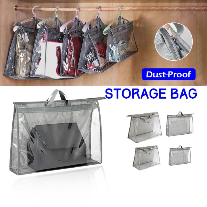 Handbag Storage Organizer Dust Cover Bag For Closet With Zipper And Handle,  Transparent Anti-dust Purse Storage Bag