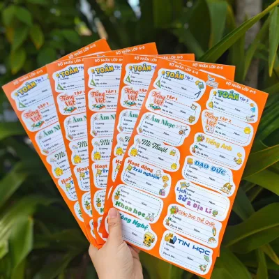 ( 14 NHÃN )Nhãn Vở Môn Học Cấp 1 và Cấp 2 có keo dán - Nhãn vở Gia Long
