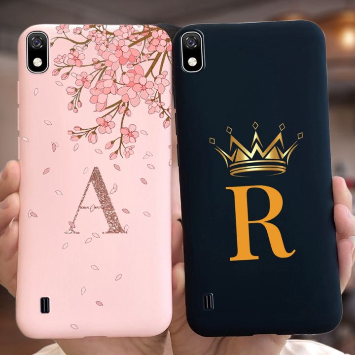 For Samsung Galaxy A10 Case SM A105F Luxury Crown Letters Back