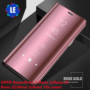 For OPPO Reno / Reno Z / Reno 2 / Reno 2F / Reno 2Z / Reno 3 Phone Case Luxury Electroplating Mirror Flip Cover Hard TPU Full Protection Casing