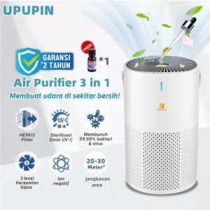 UPUPIN Air Purifier Aromatherapy 3 in 1 HEPA Filter Pembersih Penyaring Udara Penjernih Ruangan Pelembap Udara Menghilangkan Bau Ruangan dengan 3 Kecepatan Angin Layar Digital dan Wangi Relax
