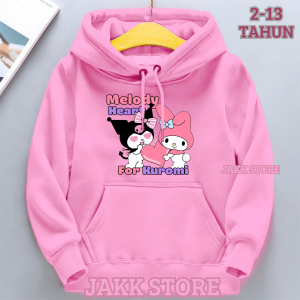 Hoodie Anak Perempuan Motif Karakter Sanrio Kuromi & Cinnamoroll - Bahan Lembut Nyaman untuk Usia 2-13 Tahun
