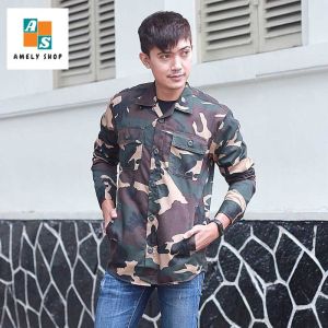 We Wolv MV 389 - Jaket Semi Parka SK3 Casual Pria Loreng Army