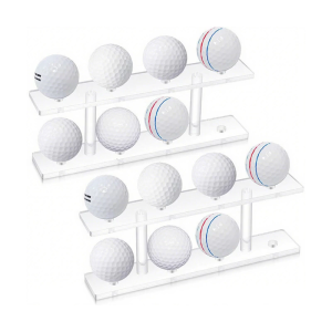 2Pcs Acrylic Golf Ball Display Case Cabinet Shelf Double Layer Ball Display Stand for Collections Memorabilia Display