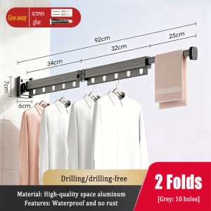 MEIDOO Folding Clothes Hanger: Windproof Waterproof Rustproof Drill-Free Installation