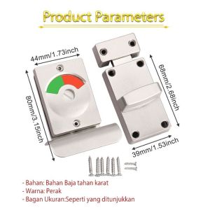 Grendel Indikator Untuk Toilet Partisi Dengan Sekrup Grendel Sliding Stainless Kunci Slot Jendela Pintu Rumah Kamar Mandi