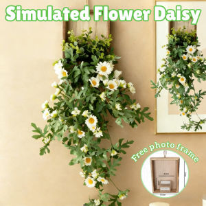Artificial Hanging Plant Wall Decor Wooden Frame Faux Greenery Home Living Room Office