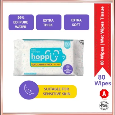 HOPPI BABY WET WIPES PREMIUM 99% 80 WIPES BABY WIPES WET WIPES WET TISSUE