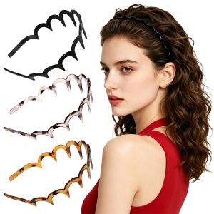 Băng đô kiểu zig zag dành cho nữ bộ 3 băng đô thời trang có răng lược băng đô lượn sóng dùng cho các kiểu tóc buộc sau món quà dành cho phụ nữ.