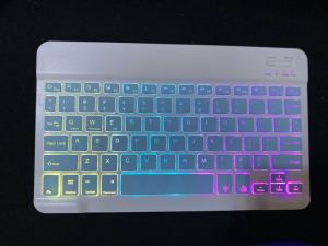 RGB color 10 INCHES 7 Backlight Wireless Bluetooth Keyboard with light LED iPad Laptop Android