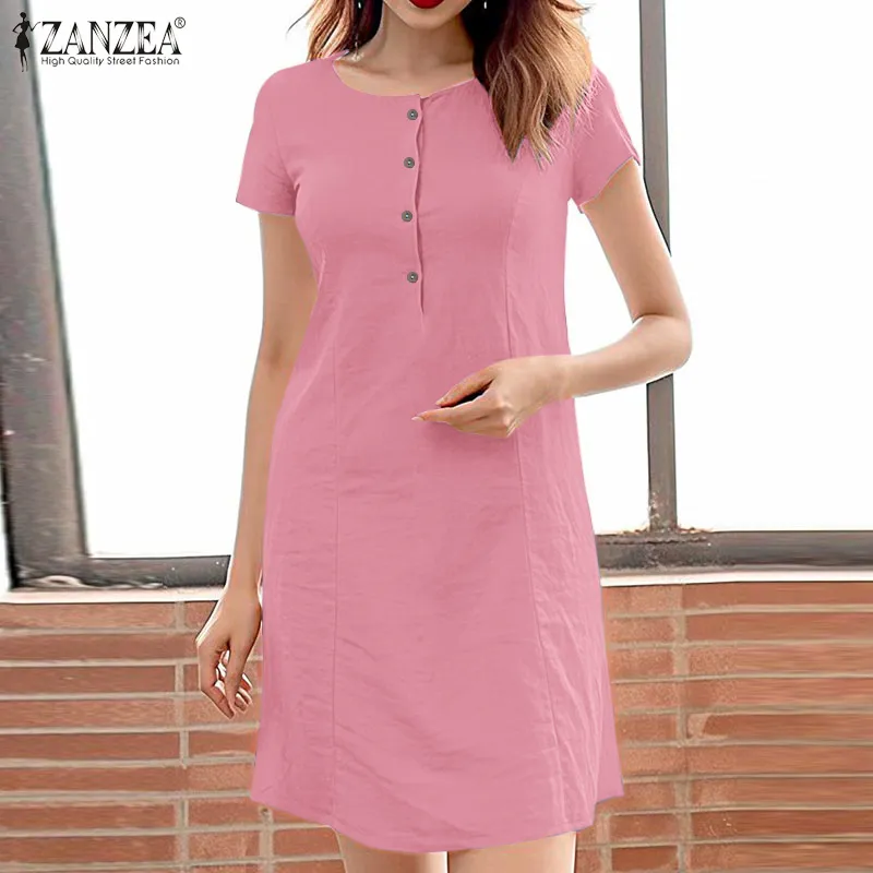 Tshirt Dress ZANZEA Plus Size Women Summer Beach Holiday Long - Foto 3