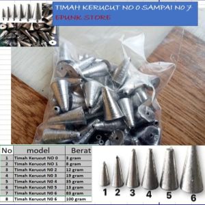 Timah pancing kerucut kecil PACKET 70 PC NO 0