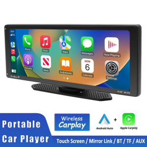 WeBetter TopNavi 10.26” IPS Touch Screen Portable MP5 Car Radio Audio Video Player Universal Type With Wireless Apple CarPlay Android Auto Bluetooth FM MirrorLink Rear View