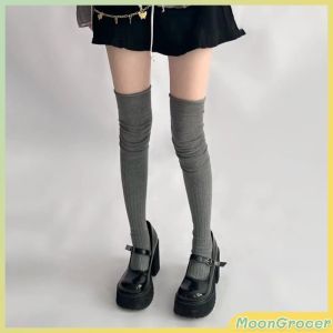 M.Grocer  1Pair Women Thick Cotton Long Girls Long Tube School Socks Black/White/Gray