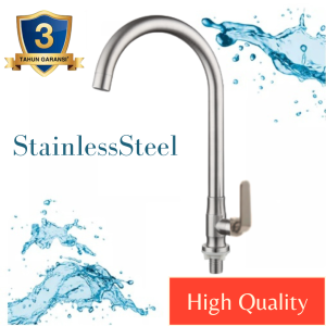 Kran Angsa Keran Dapur Cuci Piring Kran Wastafel Stainless Steel Anti Karat 1/2 Inch