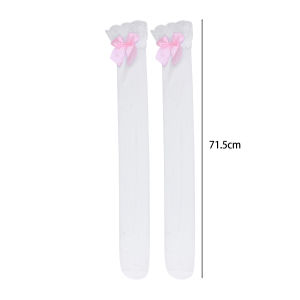 Lolita Girls Bowknot Thigh High Stockings Women Kawaii Cute Knee High Socks JK Japanese Style Lacework Nylon Long Socks Stocking