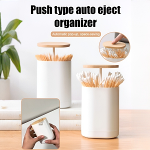 Push-To-Pop-Up Storage Box Press Type Automatic Pop-Up Organizer Toothpick Cotton Swab Box Portable Toothpick Holder Household Item