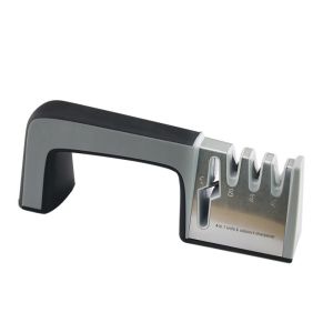 XENMART Anti Slip Kitchen Sharpener Stone Stainless Steel 4-in-1 Scissor Sharpening Tools Portable Quick 3/4 Segment Sharpener Kitchen Accessories