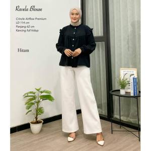 Ravela Blouse Crincle Jumbo Atasan Wanita Crinkle Kemeja Oversize Polos Kekinian Blosue Terbaru 2023