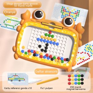FUNToy Mainan Anak Papan Magnet / Magnetic Board Drawing / Papan Manik Magnet Serbaguna / Mainan Edukasi Kreatifitas / Papan Gambar Motif Kepiting