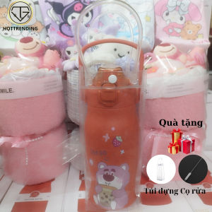 Bình Giữ Nhiệt 1200ml Họa Tiết Hoạt Hình cute INOX 316 Tặng Kèm Túi Và Cọ Vệ Sinh Ống Hút