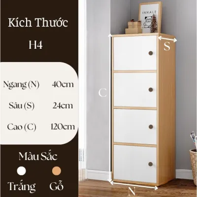 Tủ Bắc Âu để sàn nhiều tầng chất liệu gỗ MDF phong cách tối giản hiện đại kích thước đa dạng
