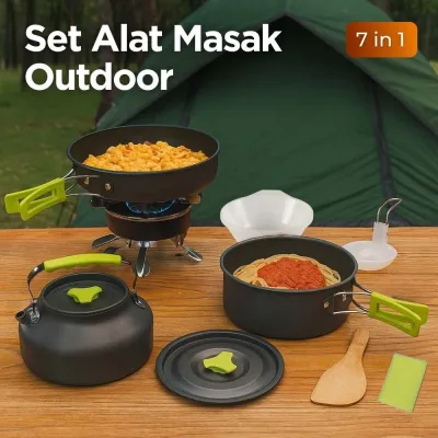 Panci Masak Cooking Set Camping Outdoor 7 PCS - DS-308