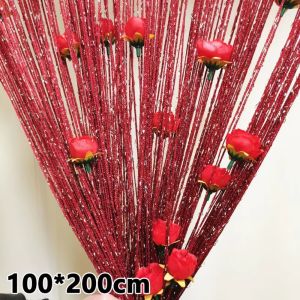 NEXTYOO 100x200cm Rèm cửa Hoa Hồng Tua rua Rèm ngăn Treo Rèm dây tiền đình Dành cho phòng khách