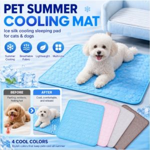 Pet Cooling Mat Dog Ice Silk Cooling Pad Summer Pet Bed Non Slip Waterproof Washable Cat Cool Mat Floor Mat Pet Supplies